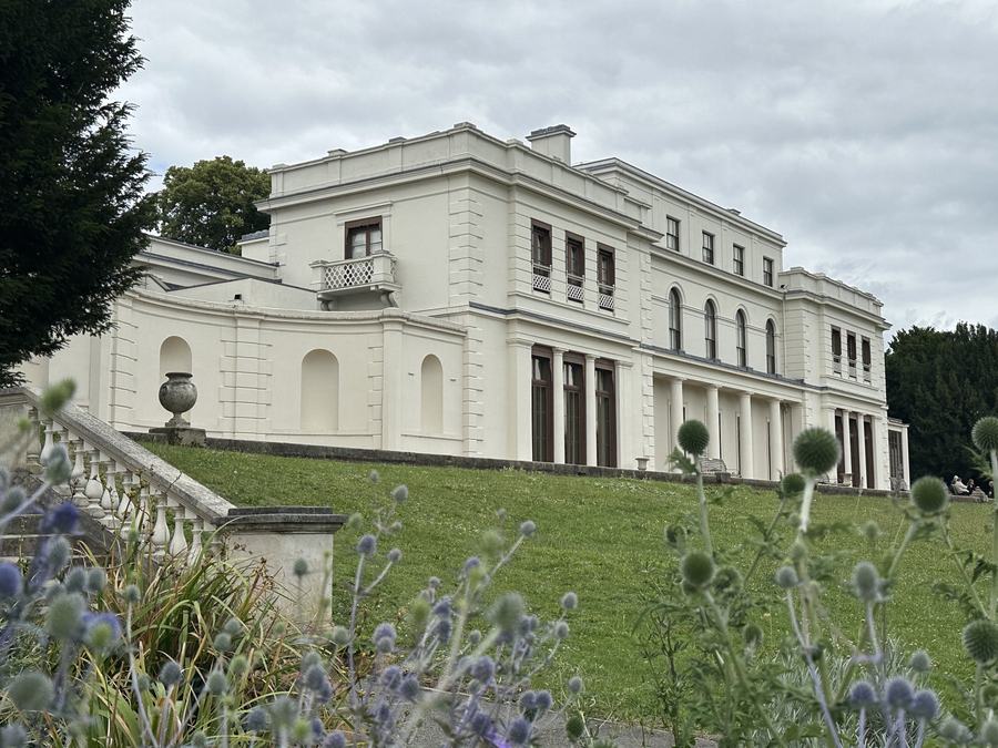 The white stuccoed south front of the Large Mansion at Gunnersbury Park