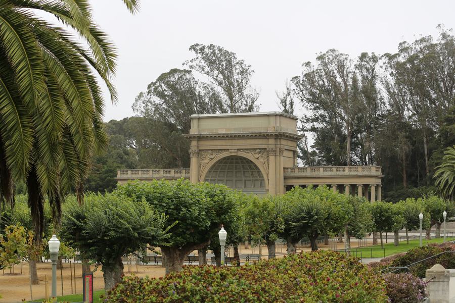 The sunken oval of the Music Concourse in Golden Gate Park, San Francisco.