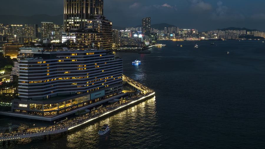 The low waterfront block of the Regent Hong Kong, called the InterContinental when the film shot there, on the Kowloon shore of Victoria Harbour.
