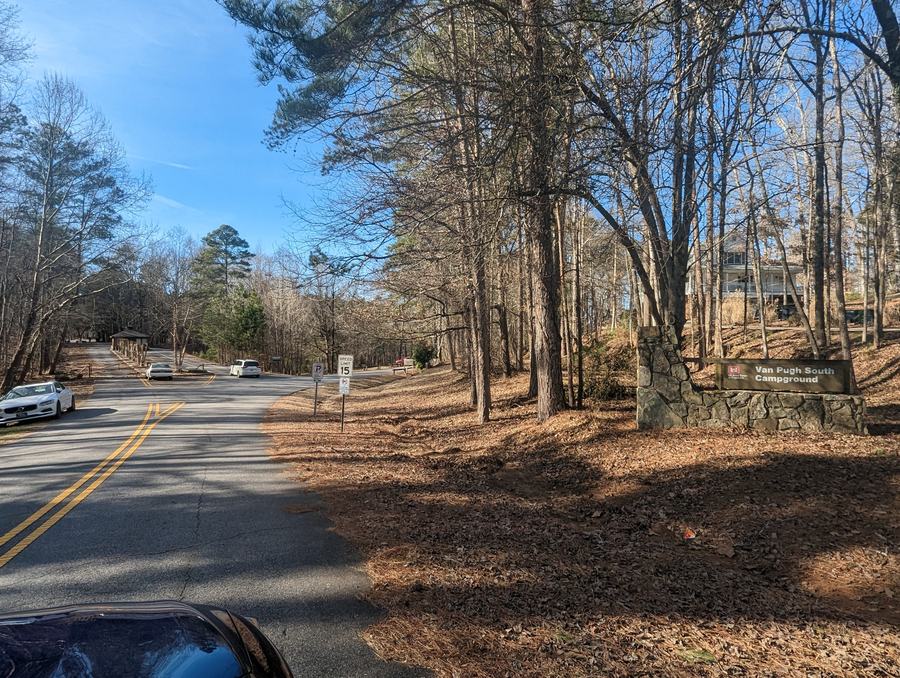 Shoreline and campground at Van Pugh Park on Lake Lanier