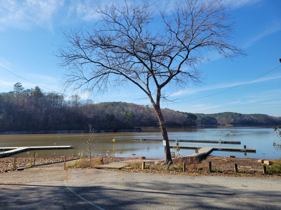Floating dock walkways on the Little River arm of Lake Allatoona, Canton