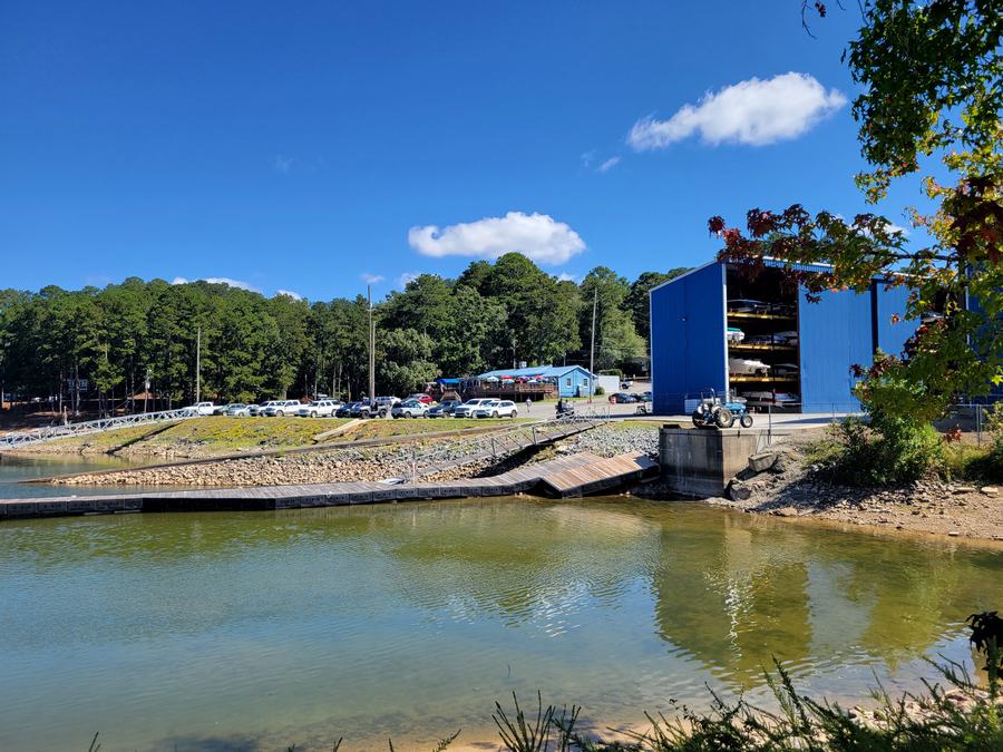 Boat storage barn and docks at Victoria Harbour Marina on Lake Allatoona